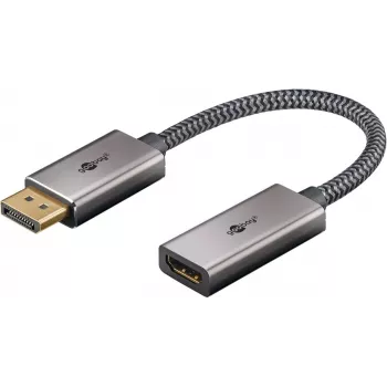 Plus DisplayPort į HDMI adapterio laidas, 4K @ 60Hz (pilka, 20cm, 32 Gbit/s)