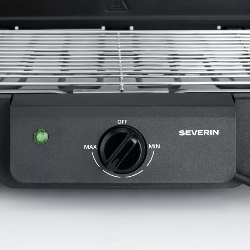 Elektrinis stalinis grilis SEVERIN PG 8594 – 2000 W, stačiakampės grotelės, juodos spalvos