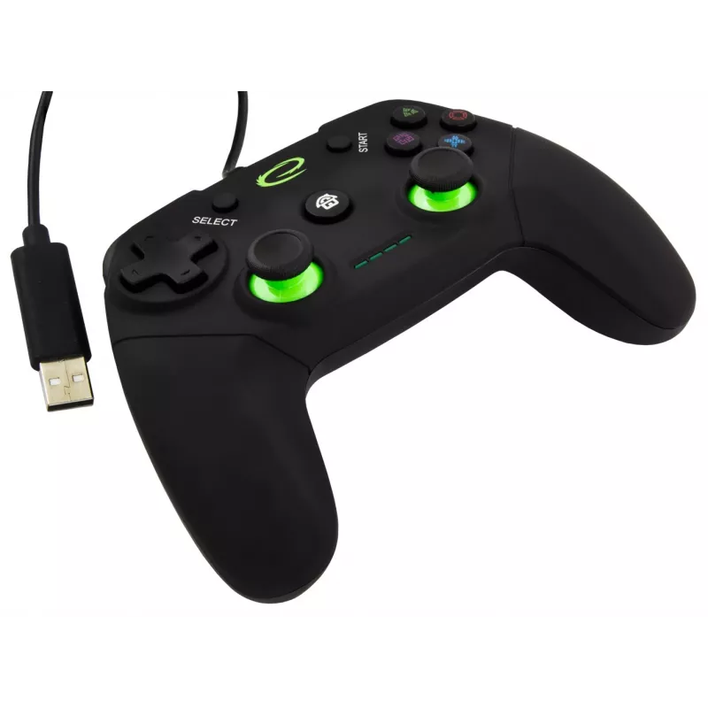 Žaidimų pultas ESPERANZA EGG110K laidinis USB su vibracija, 12 mygtukų, 1,5 m laidas – PC ir PS3