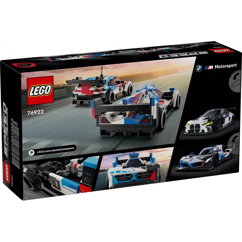 LEGO Speed Champions BMW M4 GT3 ir BMW M Hybrid V8 lenktyninių automobilių konstruktorius 9+ metų vaikams su 2 vairuotojų minifigūrėlėmis