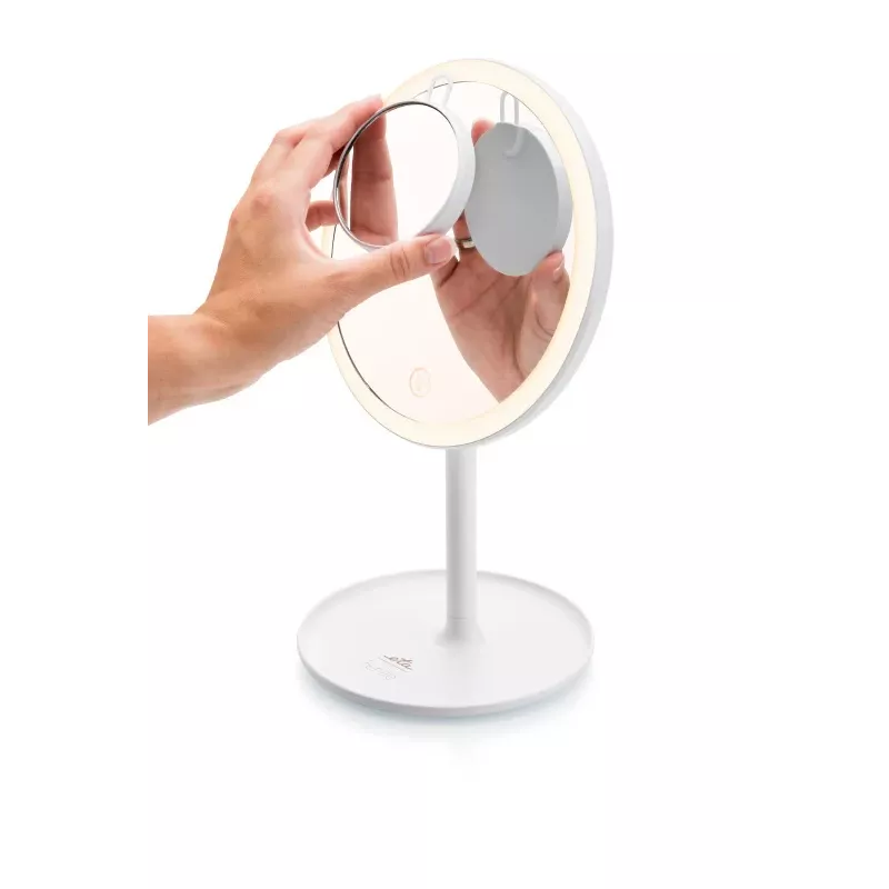 Stalo LED veidrodis makiažui ETA Fenité apvalus 20 cm, lietimui jautrus valdymas, USB, įmontuota ličio polimero baterija