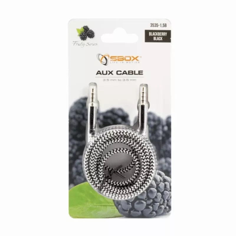 Sbox AUX kabelis 3.5mm į 3.5mm Blackberry Black 3535-1.5B