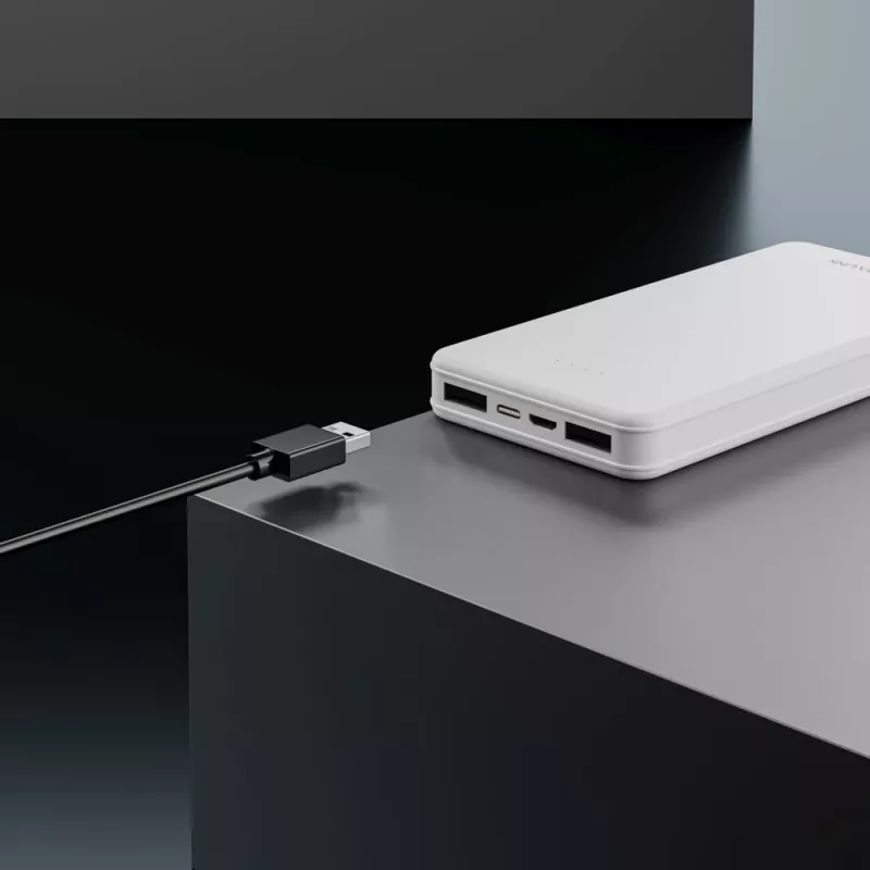 Powerbankas Extralink EPB-078W 10000 mAh Baltas, USB-C, 10 W išėjimas, įkrauna iki 2 įrenginių