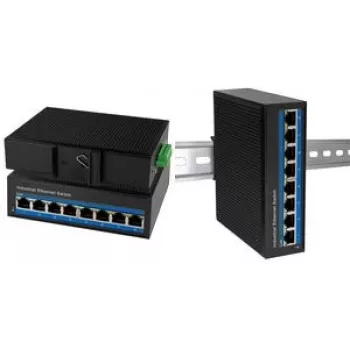 LogiLink Industrial Gibabit Ethernet PoE Switch, 8-Port 10/100/1000 Base-TX RJ45, Plug & Play, schwarzes Metallge - 1 Stück (NS203P)