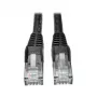 Eaton Tripp Lite Series Cat6 Gigabit belaidis kištukinis (UTP) Ethernet kabelis (RJ45 M/M), PoE, juodas, 5 pėdos (1,52 m) - Pataisos kabelis - RJ-45 (M) į RJ-45 (M) - 1,52 m - UTP - CAT 6 - Liežuvėlis