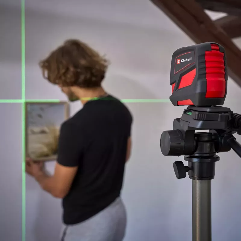 Lazerinis nivelyras Einhell TC-LL 2 G – savaime išsilyginantis žalias kryžius ir 360° linija