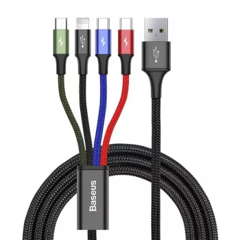 USB laidas Baseus Fast 4in1 2xUSB-C / Lightning / Micro 3.5A 1,2m (juodas)