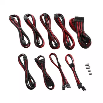 Maitinimo laidų rinkinys CableMod PRO Series ModMesh C-Serie, skirtas Corsair RMi/RMx – juodi/raudoni pinti laidai