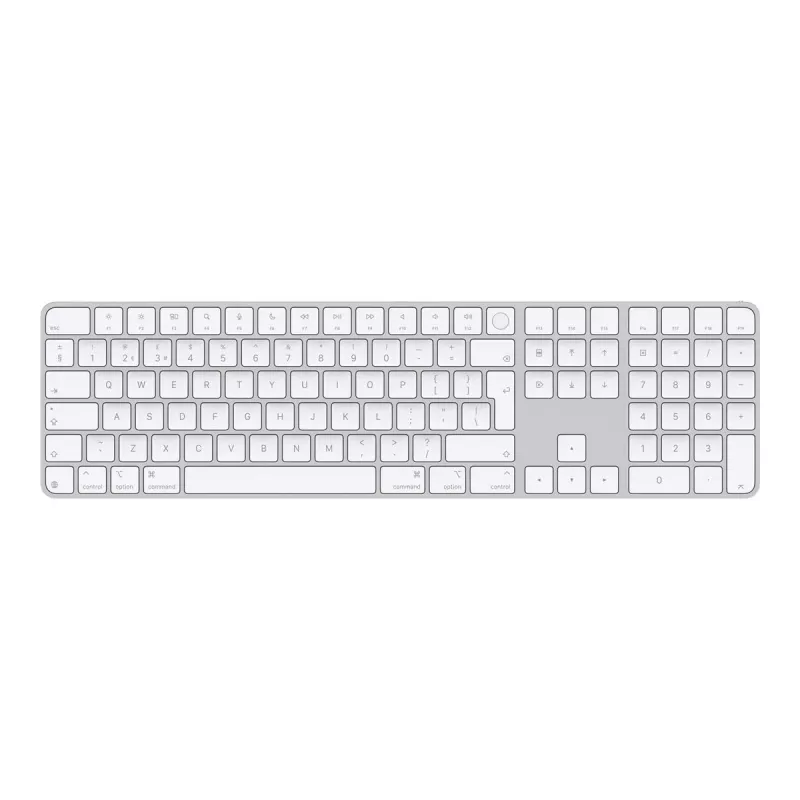 Apple Magic Keyboard su Touch ID ir skaitmenine klaviatūra, UK English, balta (MXK73B/A)
