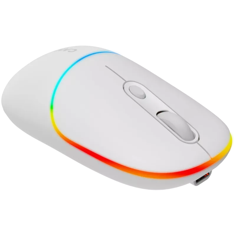 Canyon MW-22 CNS-CMSW22SW Pelė – 2 in 1 Bluetooth/2,4GHz – optinė – 800/1200/1600DPI – 4 mygtukai – RGB apšvietimas – įkraunama – Sniego Baltumo