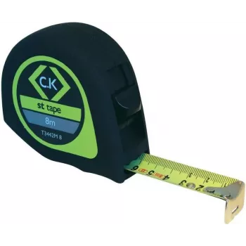 Matavimo juosta c.k tools T3442M8 — 8 m, kompaktiškas korpusas, metrinės padalos