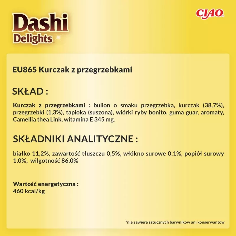 INABA Dashi Delights vištiena su jūros šukutėmis sultinyje – skanėstai katėms – 70g