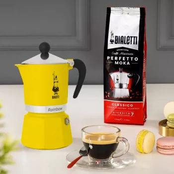Moka puodas Bialetti Rainbow Black Yellow, 1 puodeliui