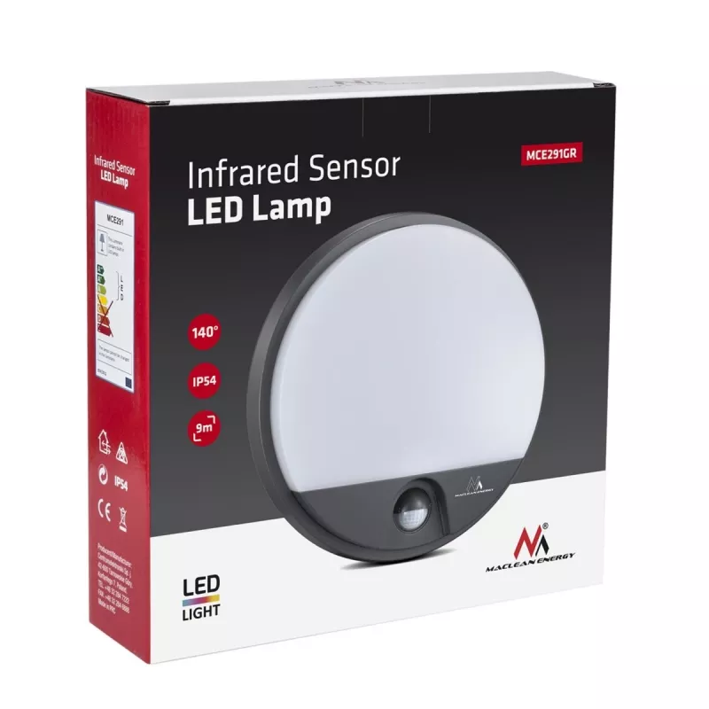 LED 15W lempa su infraraudonųjų spindulių judesio jutikliu MACLEAN MCE291 GR