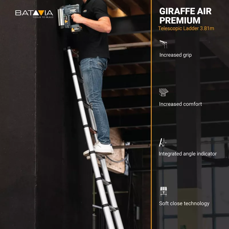 Teleskopinės kopėčios Batavia B.V. Giraffe AIR 3,81 m, kompaktiškos ištraukiamos aliumininės kopėčios