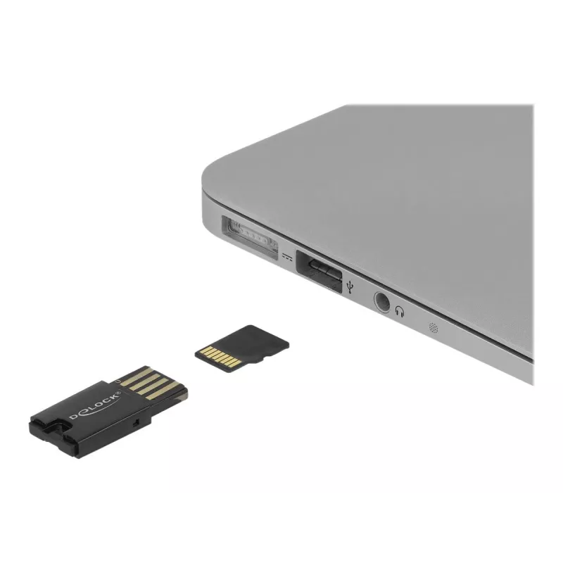 DeLOCK USB 2.0 kortelių skaitytuvas, juodas, MicroSD / MicroSDHC / MicroSDXC, 480 Mbit/s