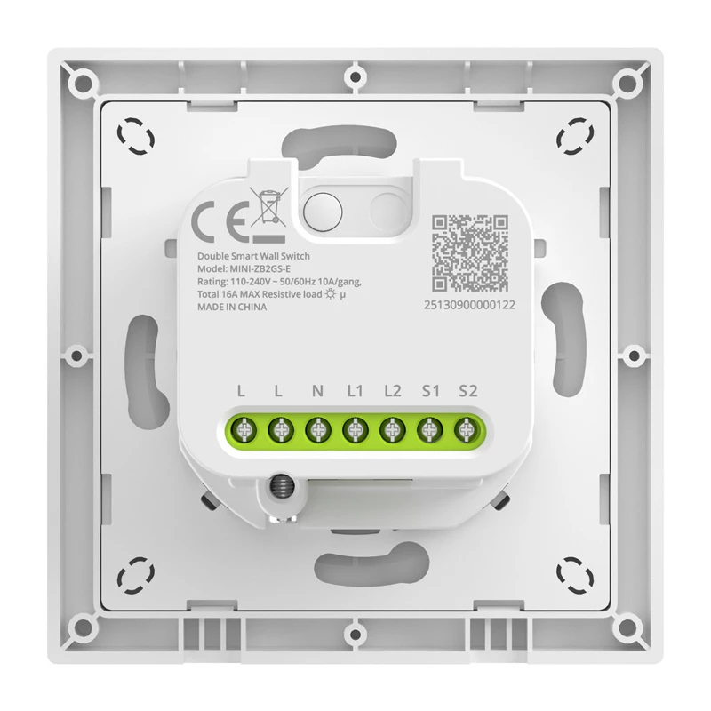 Sieninis ZigBee dviejų kanalų išmanusis jungiklis SONOFF MINI-ZB2GS-E dviem grandinėms, tinkamas DIN/įleidžiamam montavimui
