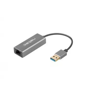 USB šakotuvas NATEC Cricket USB 3.2 Gen 1 Type-A su RJ-45 Ethernet 1000 Mbit/s, aliuminio korpusas, juodas