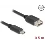 USB laidas DELOCK 81535 USB 2.0, USB-C į USB-A, 0,5 m, juodas