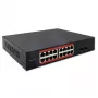 Tinklo jungiklis QOLTEC 52364 — Gigabit Ethernet PoE 16xRJ45, 2xSFP