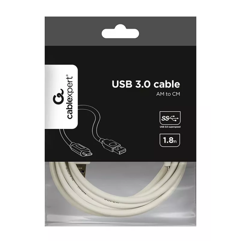 Gembird CCP-USB3-AMCM-6-W USB 3.0 kabelis USB-A / USB-C, 1,8 m, baltas
