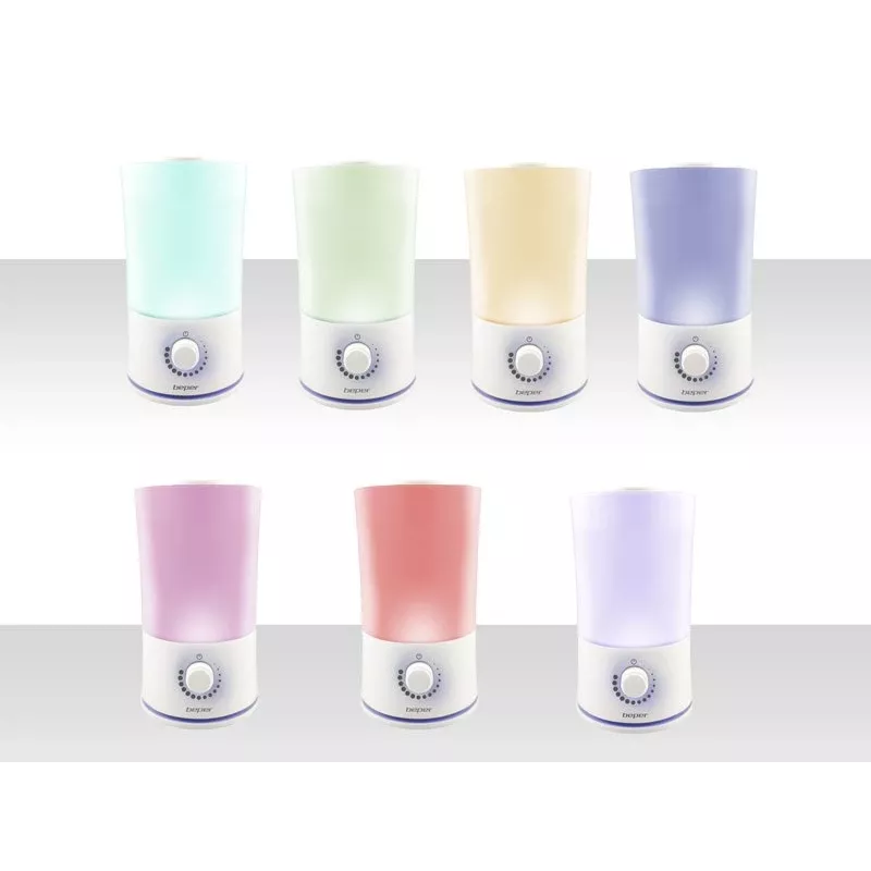 Beper 70.401 ultragarsinis aromatų difuzorius ir drėkintuvas, 2,4 l, 7 spalvų LED, 25 W