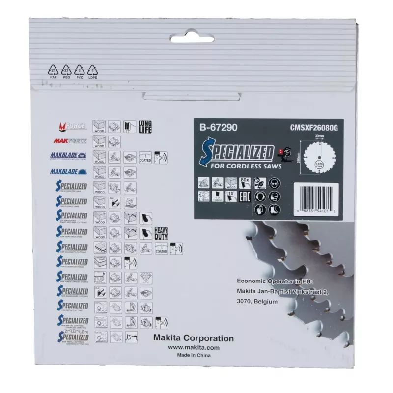 T.C.T. pjūklo diskas 260x2,15x30 mm 10° T80 EFFICUT