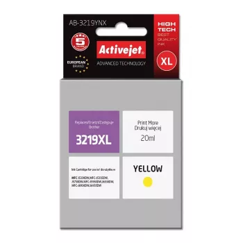 Activejet AB-3219YNX rašalo kasetė (atitikmuo Brother LC3219Y XL; Supreme; 20 ml; geltona)