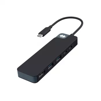 USB-C stotelė HYPER HD4101BKGL — 5 prievadų (USB-C, USB 3.2 Gen1 Type-A, HDMI 4K), 5000 Mbit/s, juoda