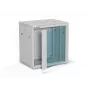 Sieninis 19 colių spintos korpusas Alantec 12U 600x450 mm, vienos stiklo durys, nuimami pilni galiniai ir šoniniai dangteliai, užrakinamas, 4 tvirtinimo bėgeliai, pilka, plokščia pakuotė
