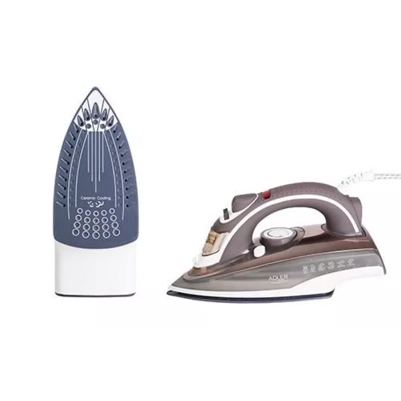 Adler AD 5030 garinis lygintuvas, 3000 W, keramikinis padas, 0,31 l vandens talpa, nuolatinis garas 20 g/min, vertikalus garinimas, apsauga nuo kalkių, rudas