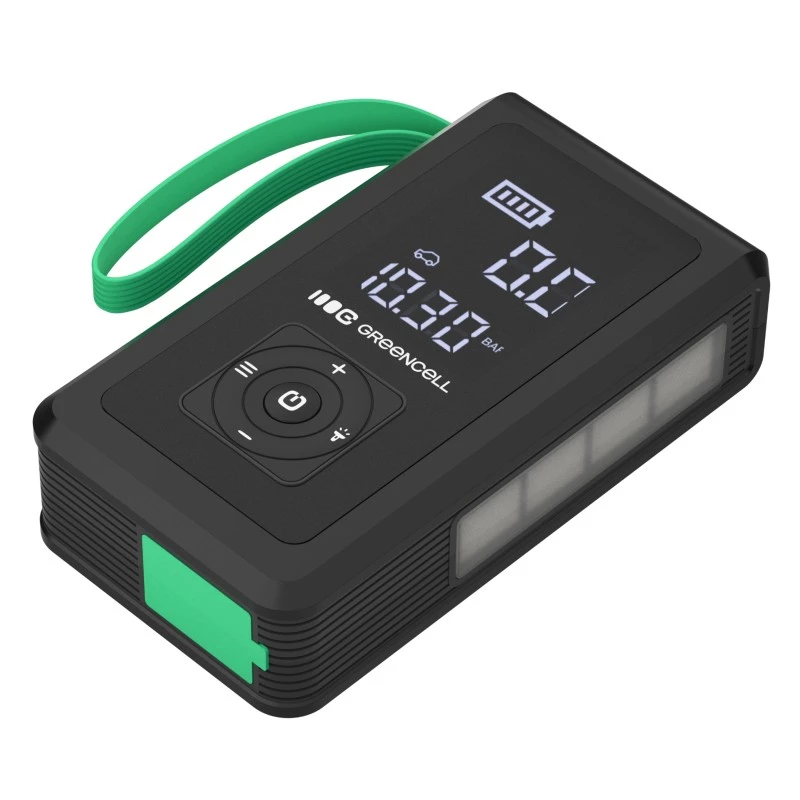 Power bank Green Cell CJSGC03 8000 mAh Li‑Jon, OLED ekranas, USB‑C ir USB‑A, 500 mA išėjimas, įmontuotas žibintuvėlis