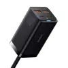 Baseus GaN3 Pro CCGP000101 stalinis kroviklis 100 W, 2x USB-C + 2x USB-A, PD 3.0, QC 4.0+, 1,5 m laidas, juodas