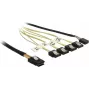 Vidinis Mini SAS į 4×SATA laidas DELOCK 1 m — Mini SAS SFF-8087 į 4×SATA 7 kontaktų, juoda/sidabrinė/geltona