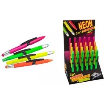 WEDO 3-in-1 rašiklis NEON – 24 vnt. rinkinys: lietimui skirtas rašiklis, tušinukas ir žymeklis