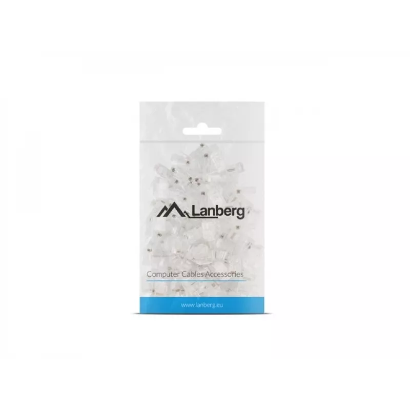 LANBERG RJ-45 kištukas PLU-5000, U/UTP (UTP), permatomas baltas, 100 vnt. pakuotėje