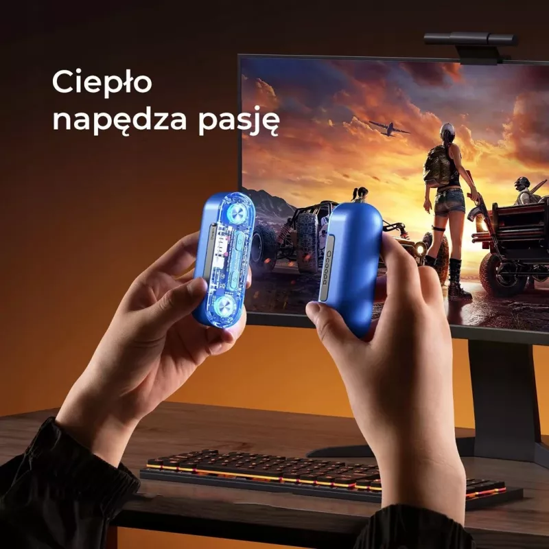 Nešiojamas elektrinis šildytuvas Ocoopa UT4103 – įkraunamas rankų šildytuvas, 4 šilumos lygiai, 10000 mAh, aliuminis, mėlynas