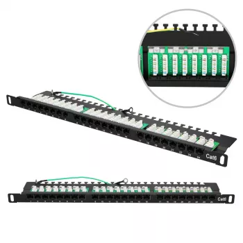 Patch Panel Extralink CAT6 UTP 0,5U 24 prievadai