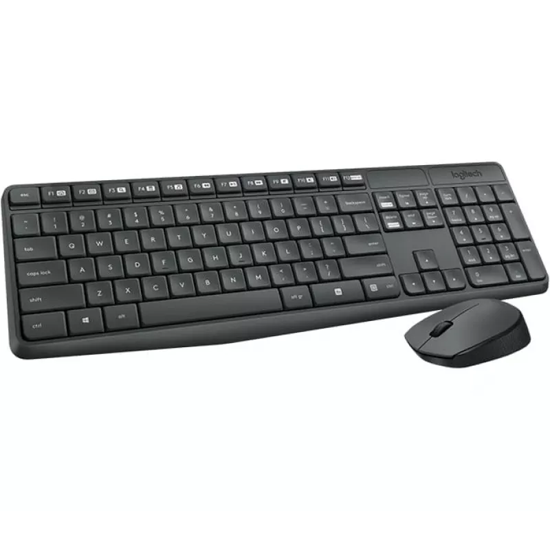 Belaidis klaviatūros ir pelės rinkinys Logitech MK235, pilno dydžio, pilka