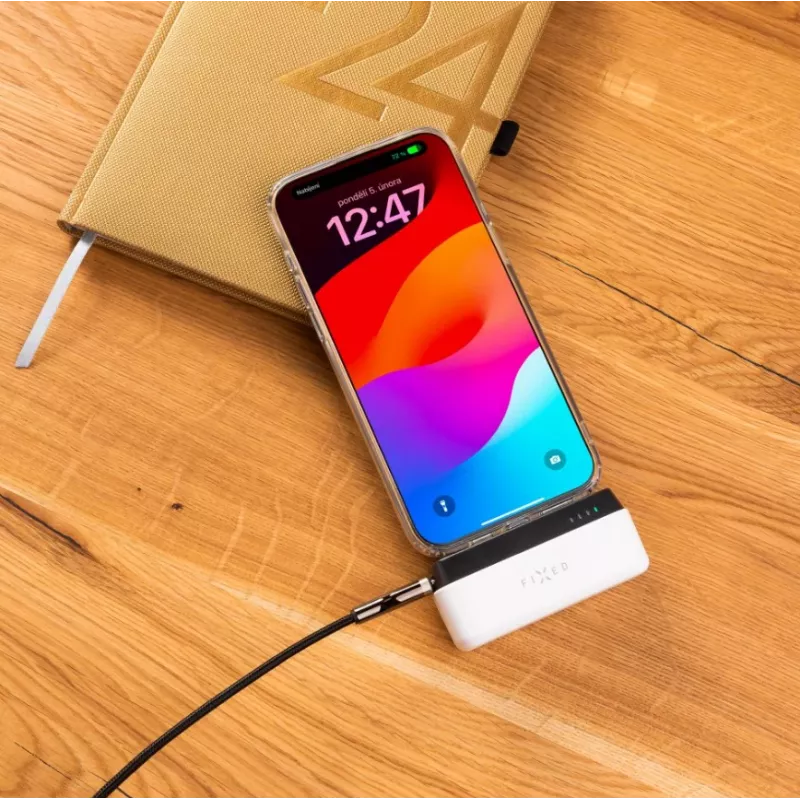 Nešiojamas powerbank FIXED FIXZEN-5PL-WH, 5000 mAh, USB-C išėjimas 5V/3A, 9V/2,22A, 12V/1,67A, baltas