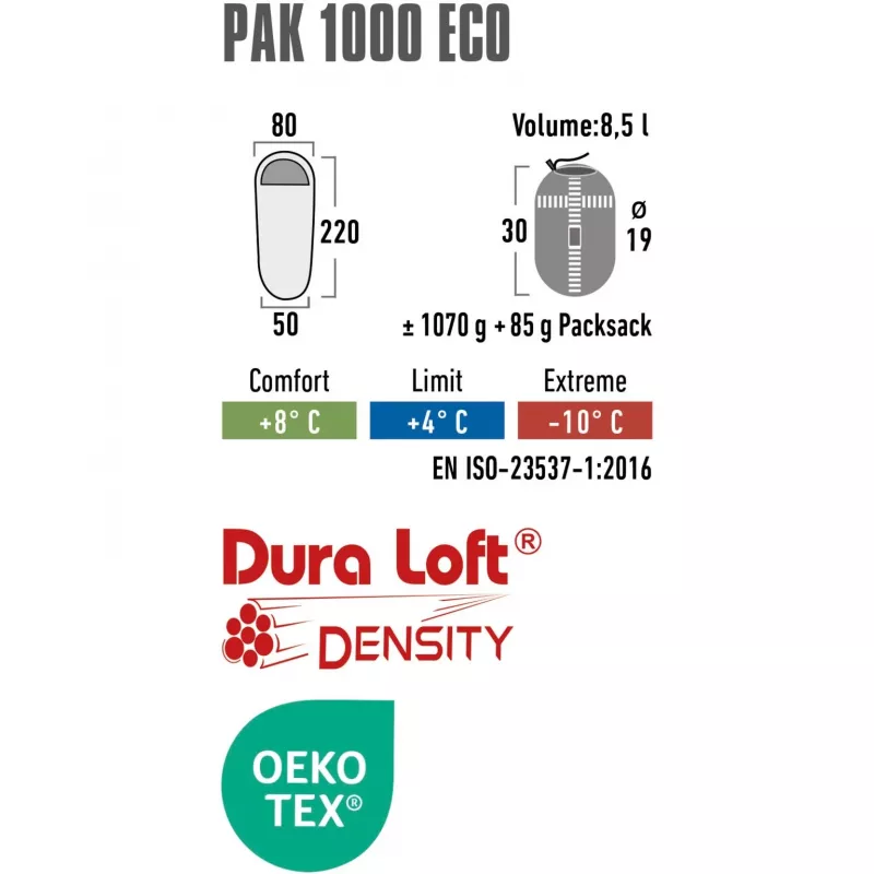 Muminio formos miegmaišis Pak 1000 ECO (Tamsiai žalia/Raudona)