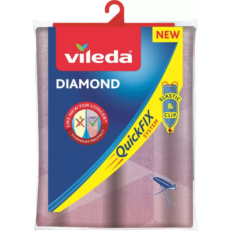 VILEDA Dimond 173333 lyginimo lentos užvalkalas standartinėms lentoms 1200×380 mm, medvilnė/polistirolas, atsparus karščiui iki 200°C