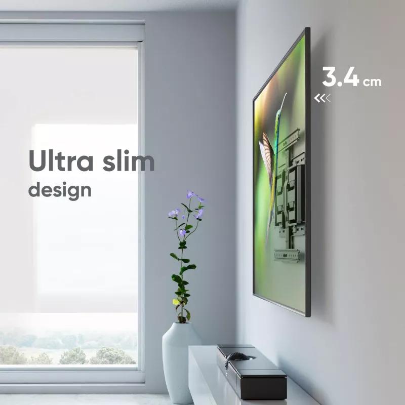 Grindinis TV stovas ONKRON SM6-B 32–90 colių ekranams, 50 kg, VESA 200×200–600×400, pakreipimas -10–5°, pasukimas 40°