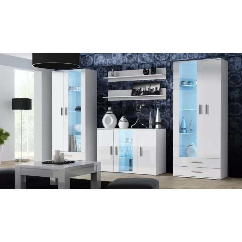 Cama Komoda 120 cm SOHO S7 baltas/baltas blizgus