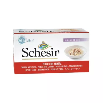 SCHESIR Vištienos filė su antiena sultinyje – šlapias ėdalas katėms – 6x50g