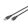ASSMANN SuperSpeed USB 3.0 laidas, USB A kištukas Micro USB B kištukas, Cu AWG 28, 2x ekranuotas, ilgis 1,0 m (AK-300116-010-S)