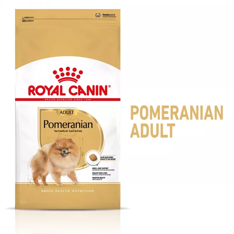 Sausas šunų ėdalas Royal Canin Pomeranian Adult 3 kg – smulkių veislių šunų receptūra suaugusiems pomerniams