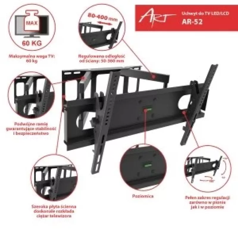 TV laikiklis 14-42 colių LCD/LED 35kg ART AR-44