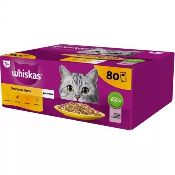 Šlapias kačių ėdalas maišeliuose Whiskas Pouch Jelly Paukštiena 80×85 g