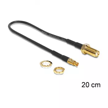 Koaksialinis kabelis DeLOCK 88484 RG-174 0,2 m SMA TS-9 Juoda